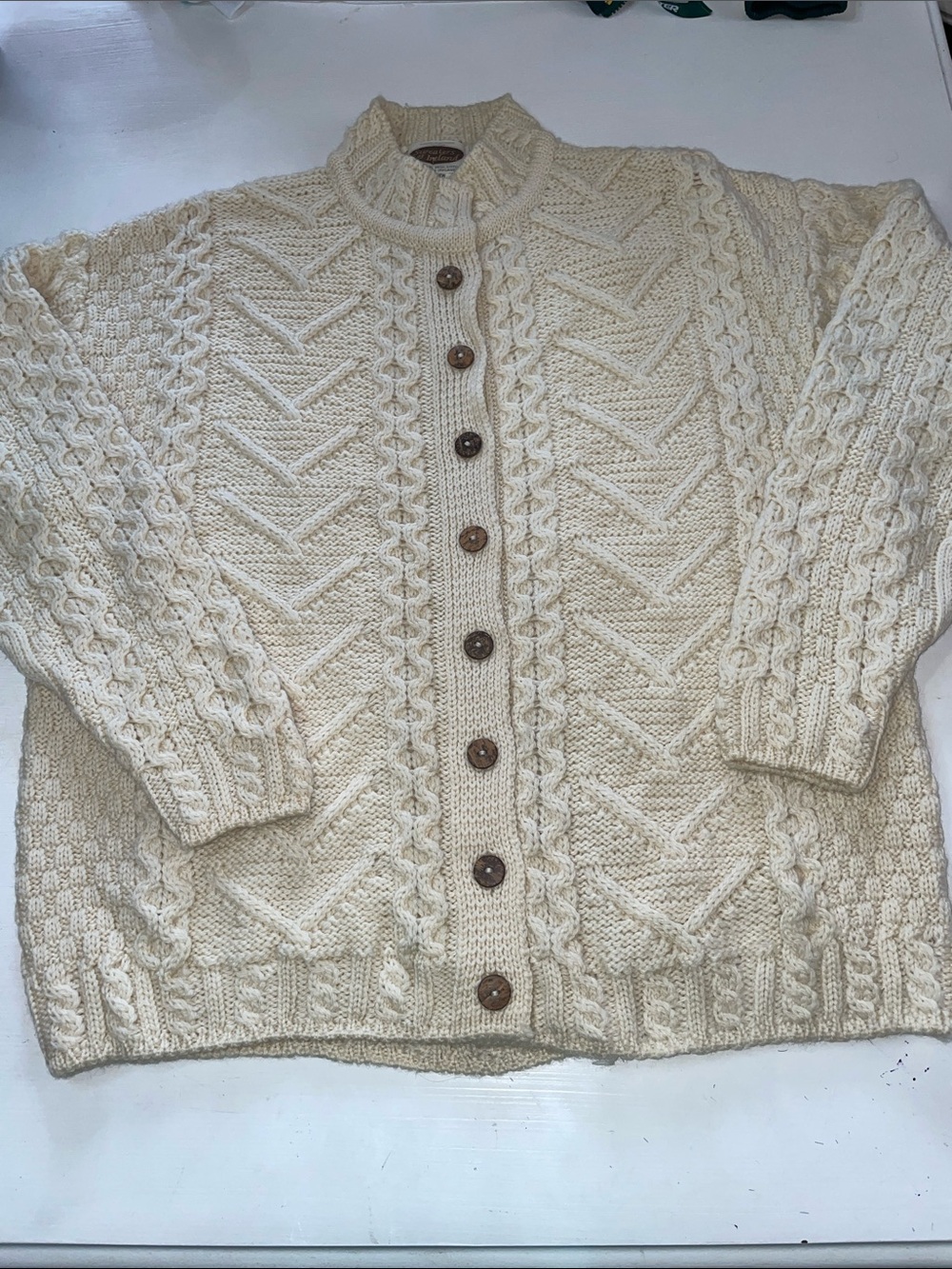 Vintage Sweaters of Ireland pure merino wool cardigan XL